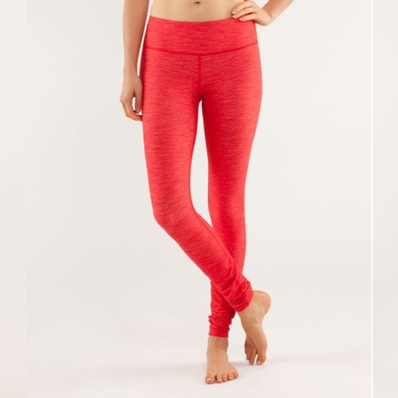 lululemon athletica Pants - Lululemon Wunder Under Full Length Legging Size 8 Slub Denim Love Red Luon STAIN
